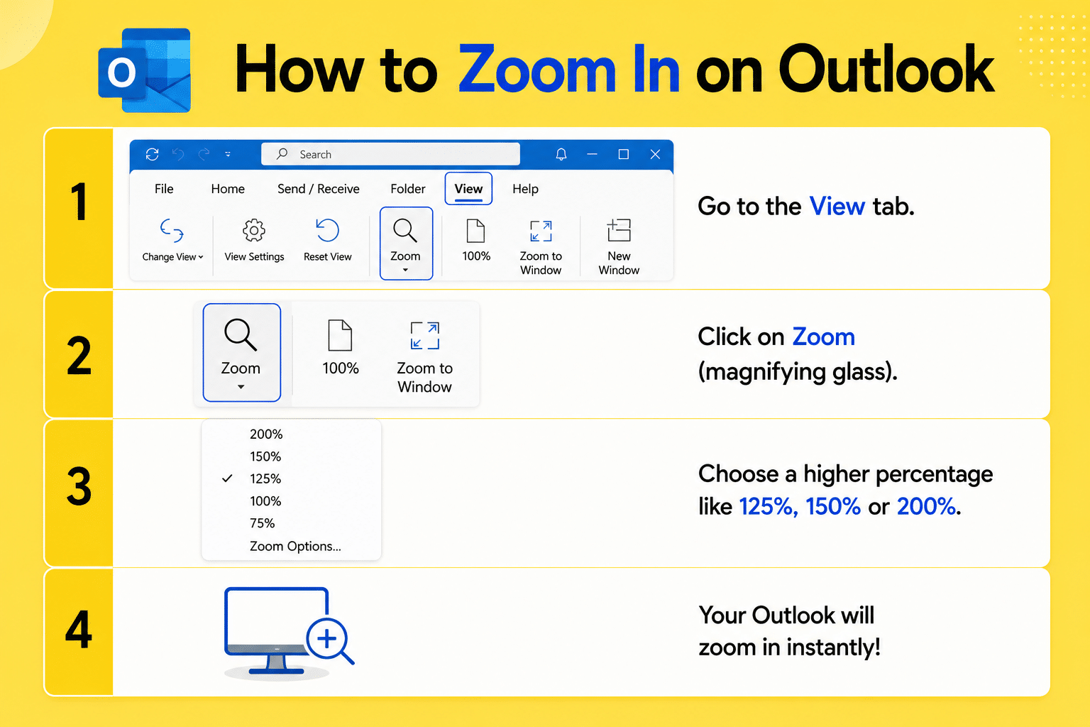 How to Zoom In on Outlook