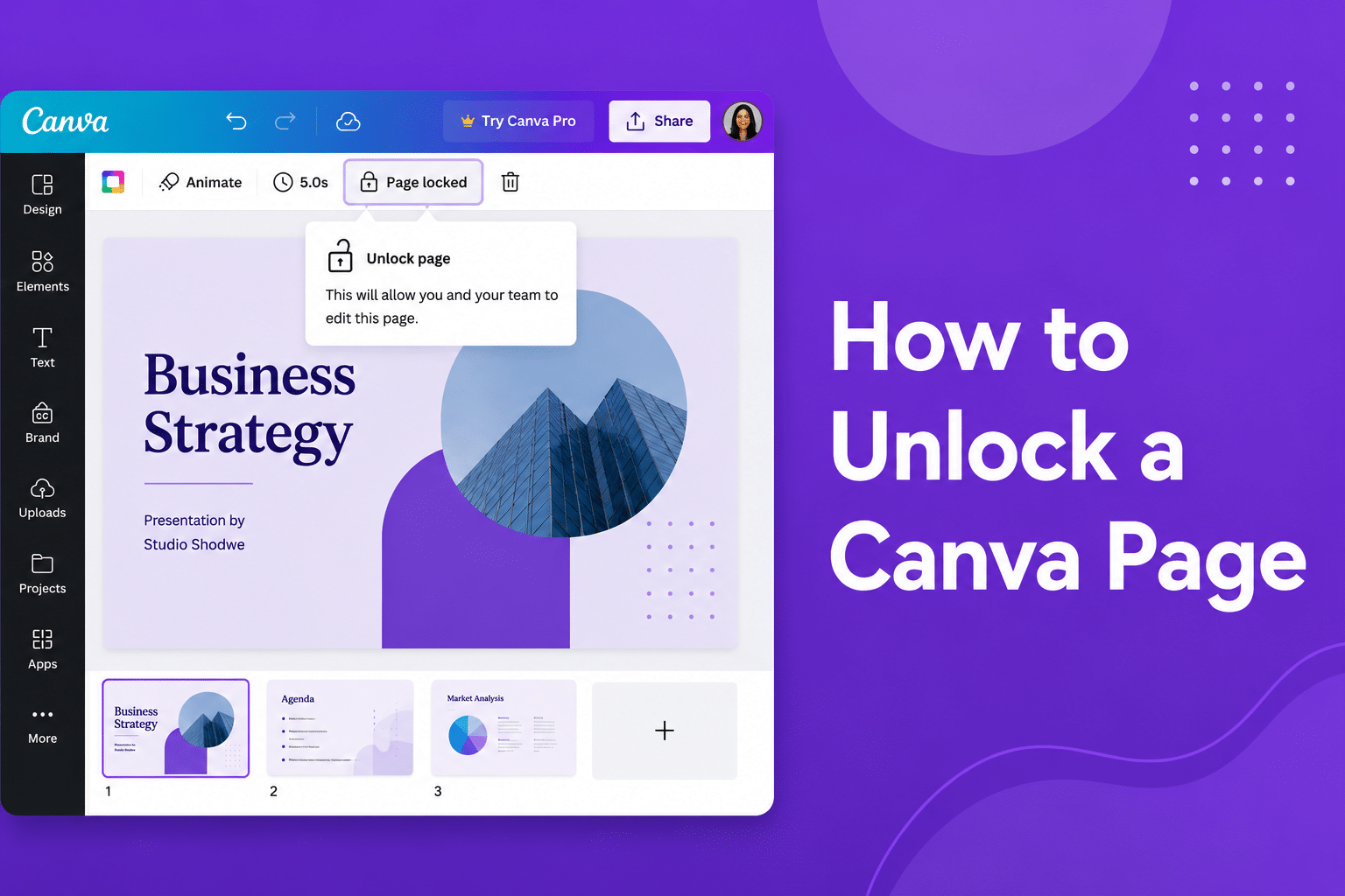 How to Unlock a Canva Page